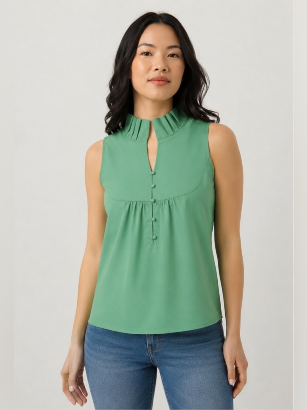 SEDGE Cotton Ruffle Collar Sleeveless Top Size Small NWT